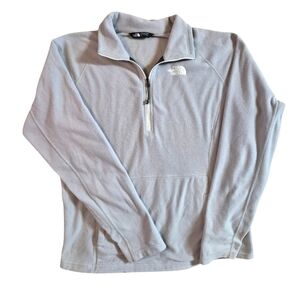 The North Face Large Womens Light Gray/silver Fleece Zip Up Pullover